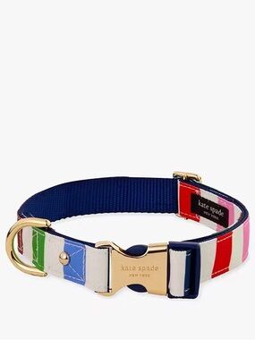 Kate Spade New York Adventure Stripe Dog Collar S/M Adjustable Pet Collar NWT